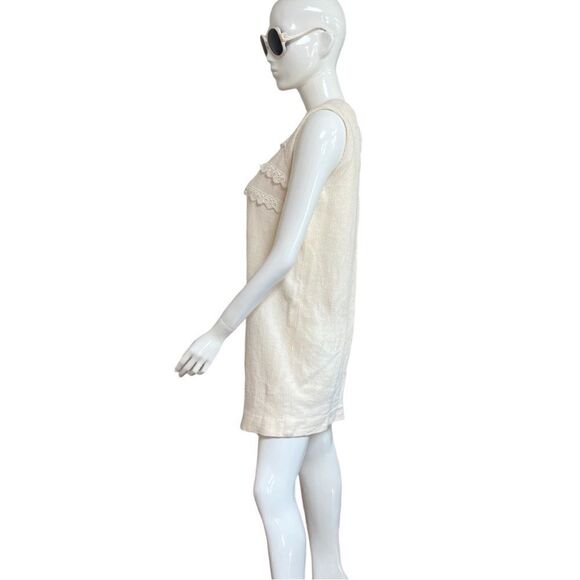 Dreamy 1960s Cream Tweed Scalloped Lace Embroidered Shift Mini Dress - Picture 5 of 7